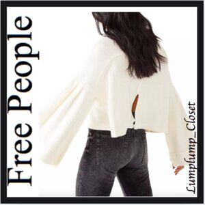 Free People Ivory Cropped Open-Back Sweater